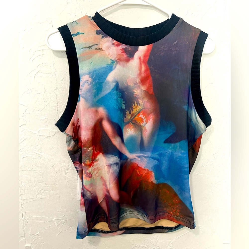 NWT White Fox Pretty Fly Mesh Sheer Multicolor Venus Tank Top